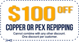 $100 OFF Copper or PEX Pepipping